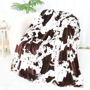 Cow Print Blanket Plush Flannel Fleece Throw Blanket Soft Warm Cow Blanket